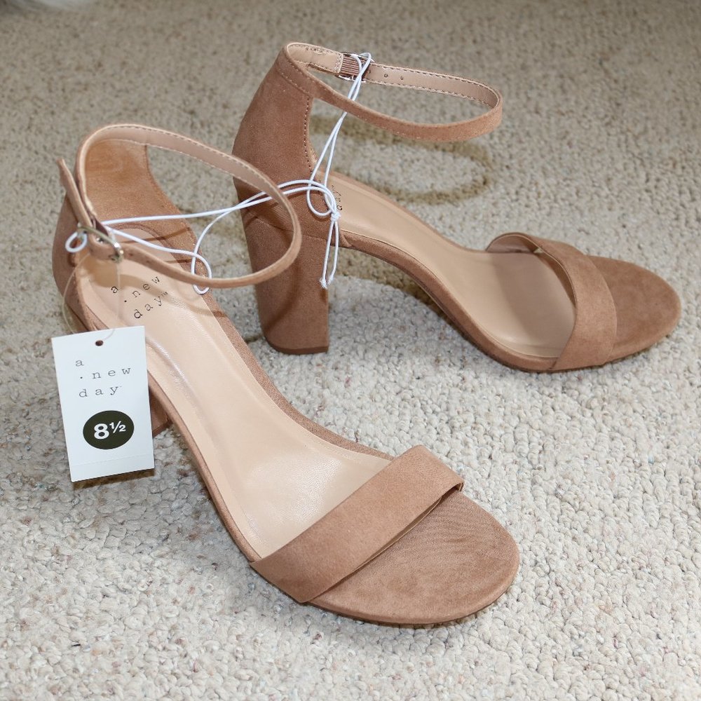 Taupe Block Heels
